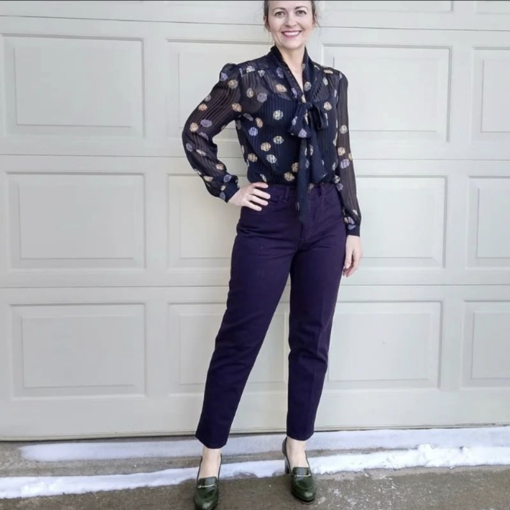 Darkest Eggplant 1980's Mom Jeans Moda Int'l S